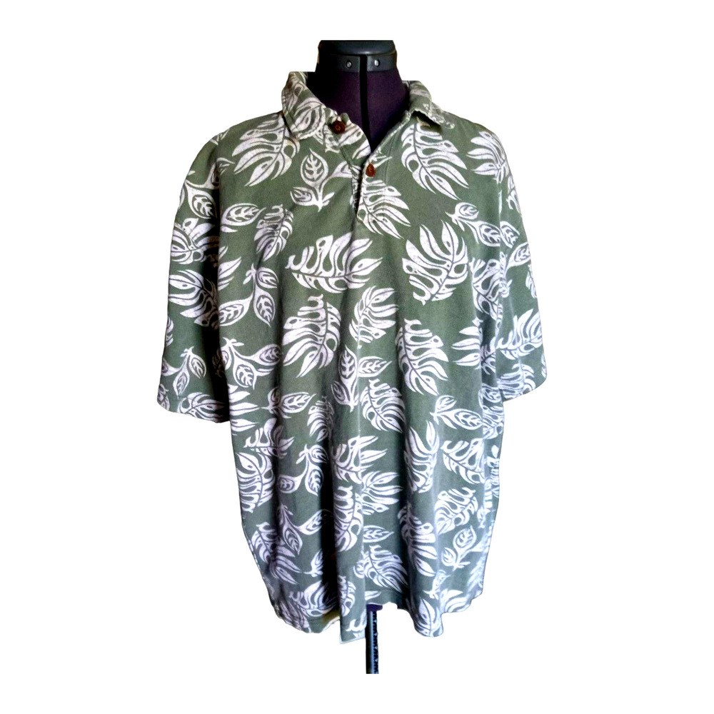 Crazy shirts Hawaiian polo shirt, olive green, L